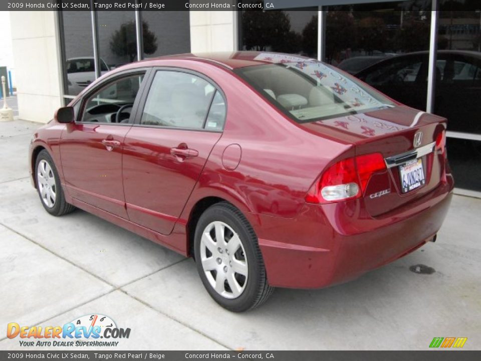 2009 Honda Civic LX Sedan Tango Red Pearl / Beige Photo #5