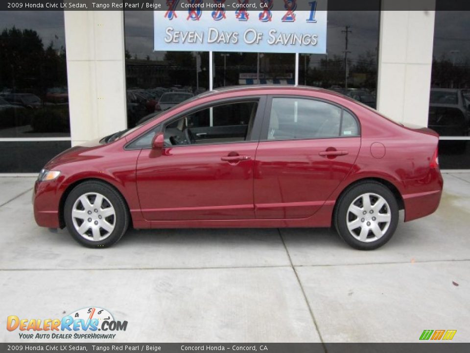 2009 Honda Civic LX Sedan Tango Red Pearl / Beige Photo #6