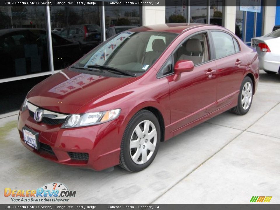 2009 Honda Civic LX Sedan Tango Red Pearl / Beige Photo #7