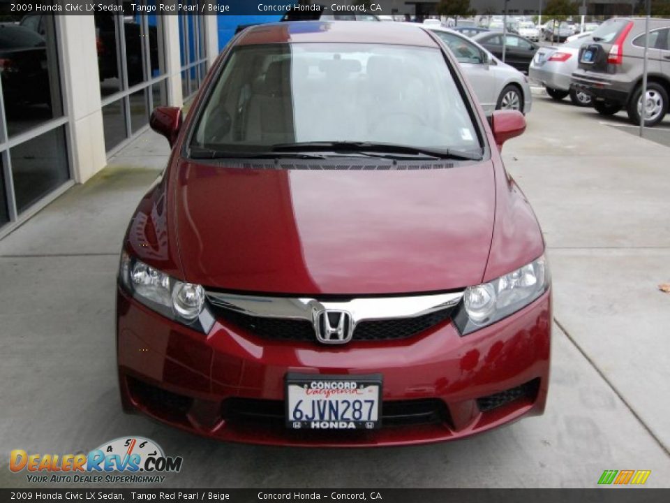 2009 Honda Civic LX Sedan Tango Red Pearl / Beige Photo #8