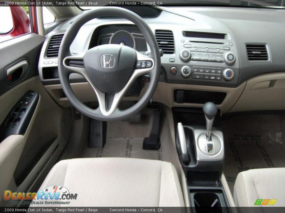 2009 Honda Civic LX Sedan Tango Red Pearl / Beige Photo #12