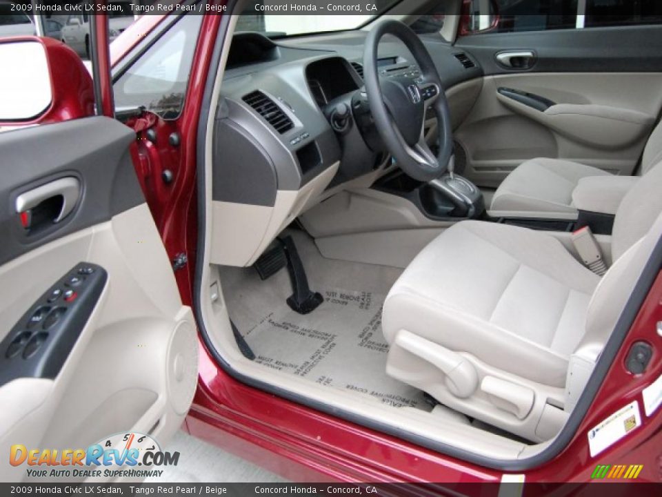 2009 Honda Civic LX Sedan Tango Red Pearl / Beige Photo #16