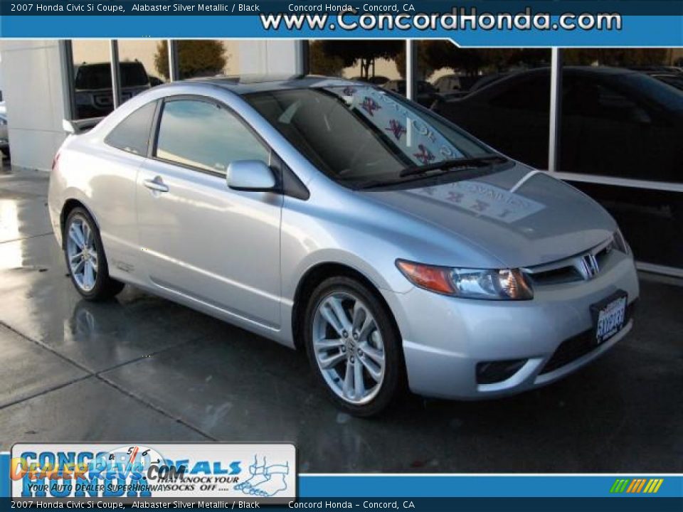 2007 Honda Civic Si Coupe Alabaster Silver Metallic / Black Photo #1