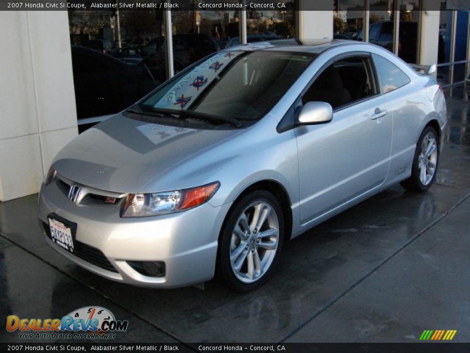 2007 Honda Civic Si Coupe Alabaster Silver Metallic / Black Photo #7