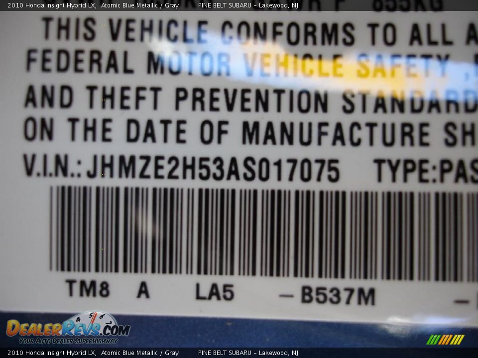 2010 Honda Insight Hybrid LX Atomic Blue Metallic / Gray Photo #21