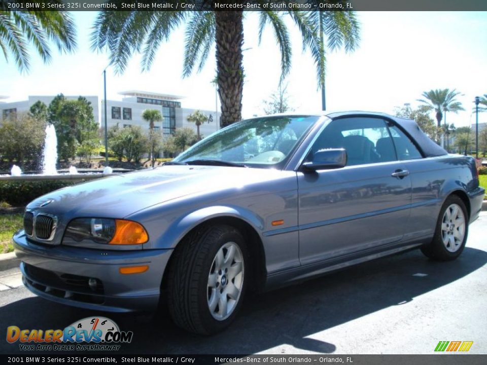 2001 BMW 3 Series 325i Convertible Steel Blue Metallic / Grey Photo #2