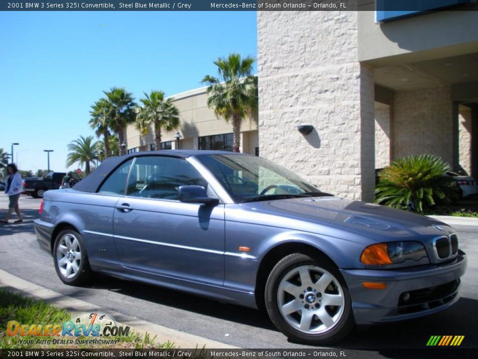 2001 BMW 3 Series 325i Convertible Steel Blue Metallic / Grey Photo #4