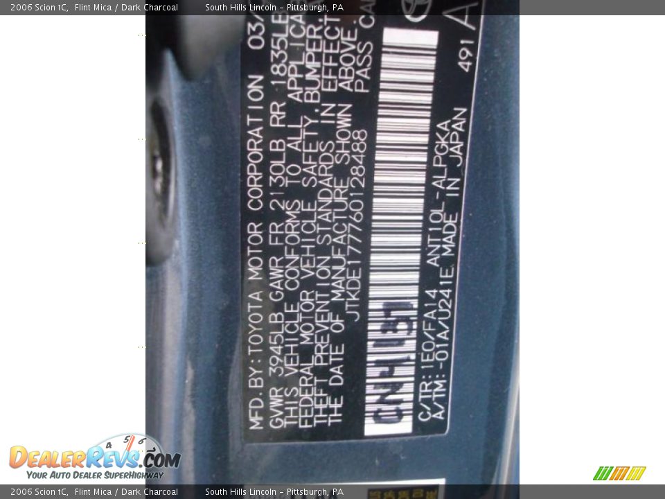 2006 Scion tC Flint Mica / Dark Charcoal Photo #14