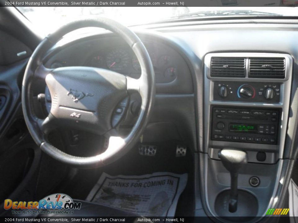 2004 Ford Mustang V6 Convertible Silver Metallic / Dark Charcoal Photo #13