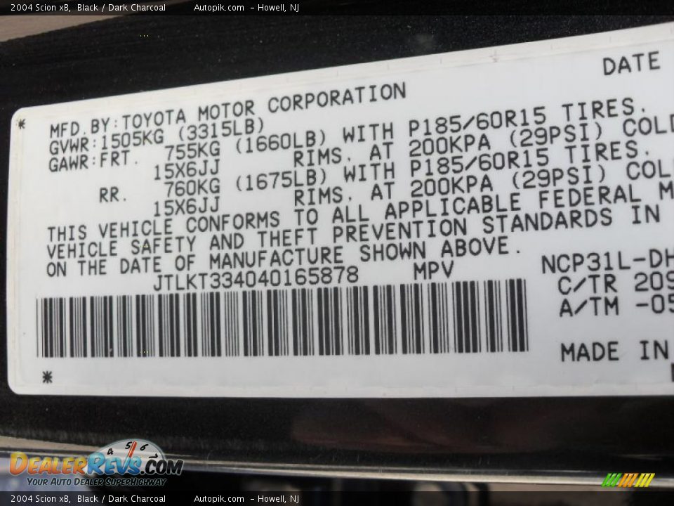 2004 Scion xB Black / Dark Charcoal Photo #17