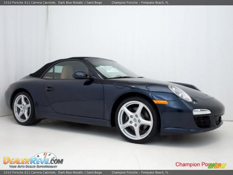 2010 Porsche 911 Carrera Cabriolet Dark Blue Metallic / Sand Beige Photo #3
