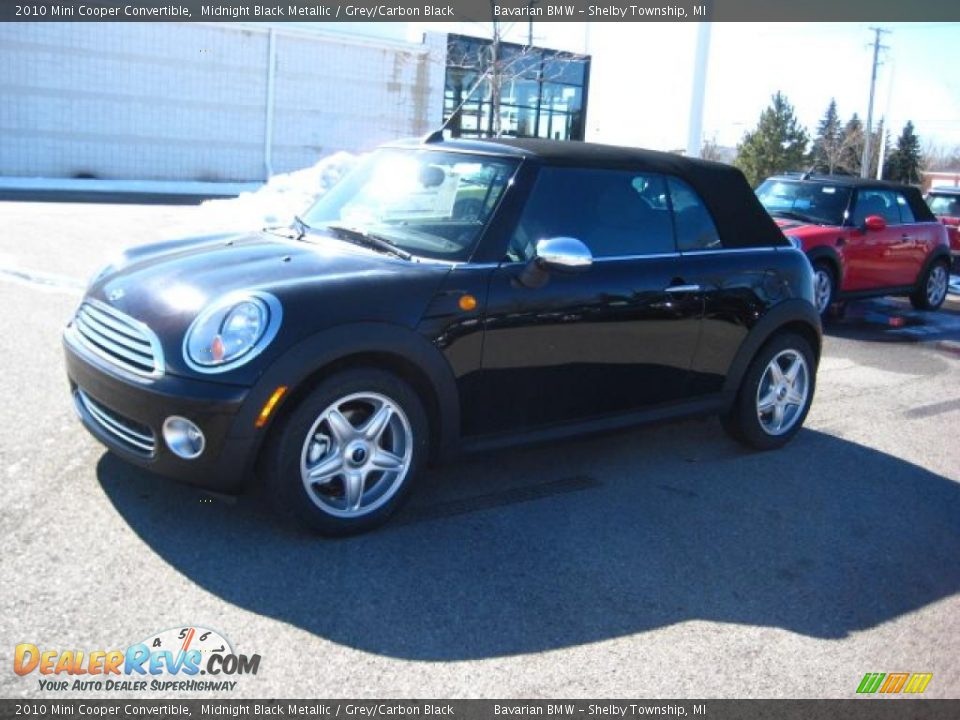 2010 Mini Cooper Convertible Midnight Black Metallic / Grey/Carbon Black Photo #1