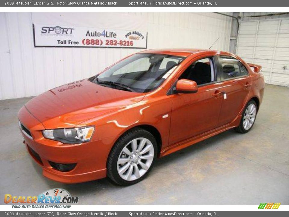 2009 Mitsubishi Lancer GTS Rotor Glow Orange Metallic / Black Photo #23