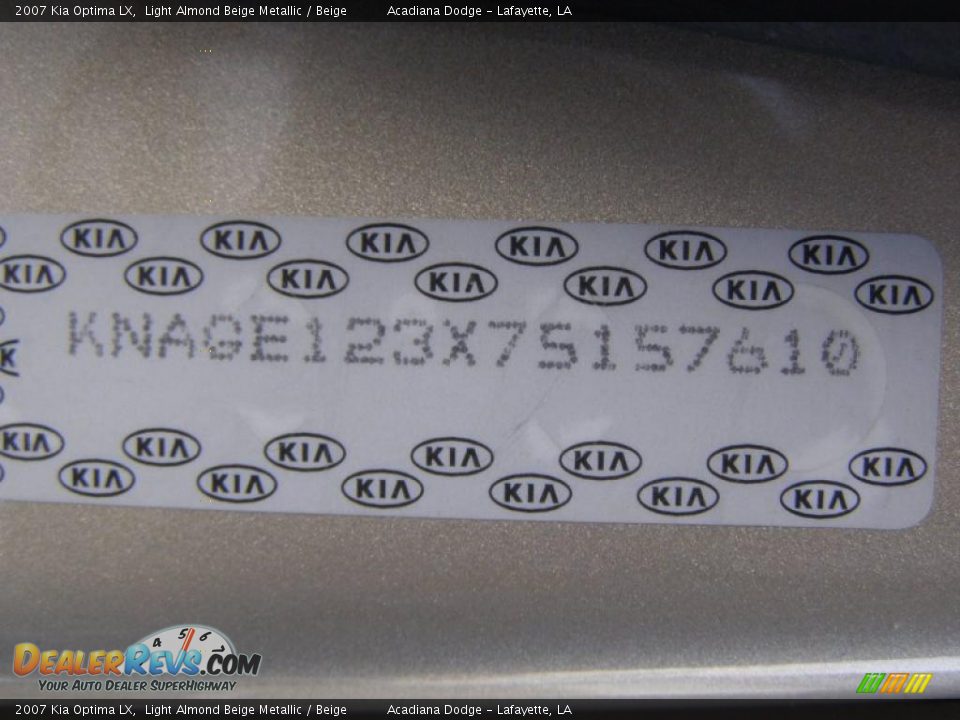 2007 Kia Optima LX Light Almond Beige Metallic / Beige Photo #13
