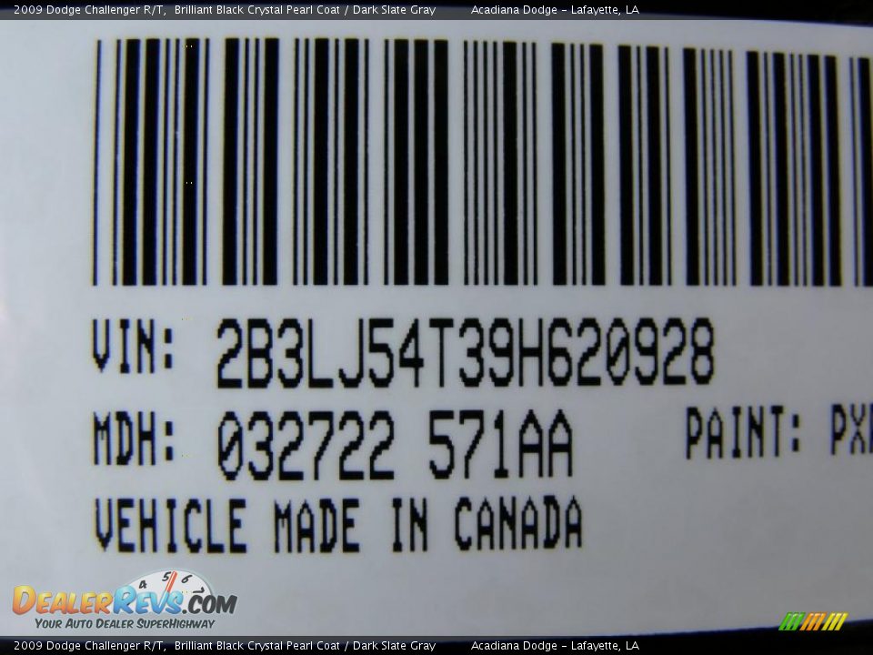 2009 Dodge Challenger R/T Brilliant Black Crystal Pearl Coat / Dark Slate Gray Photo #13