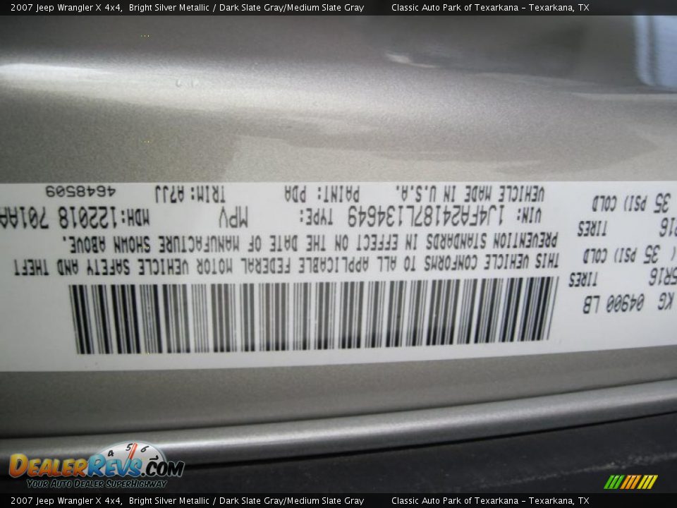 2007 Jeep Wrangler X 4x4 Bright Silver Metallic / Dark Slate Gray/Medium Slate Gray Photo #11