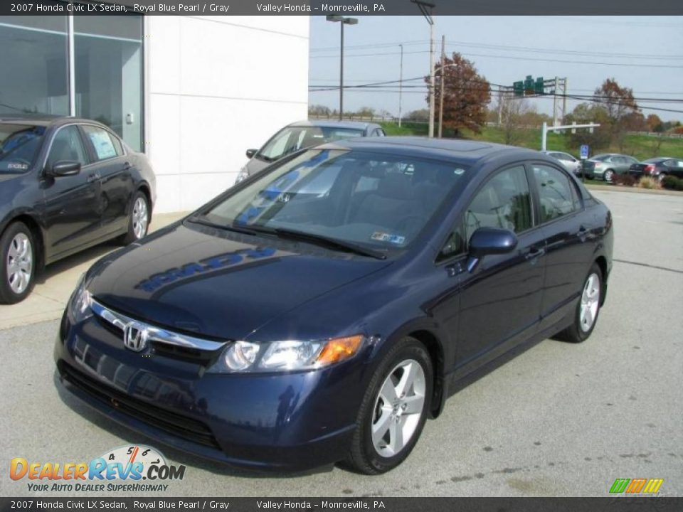 2007 Honda Civic LX Sedan Royal Blue Pearl / Gray Photo #2