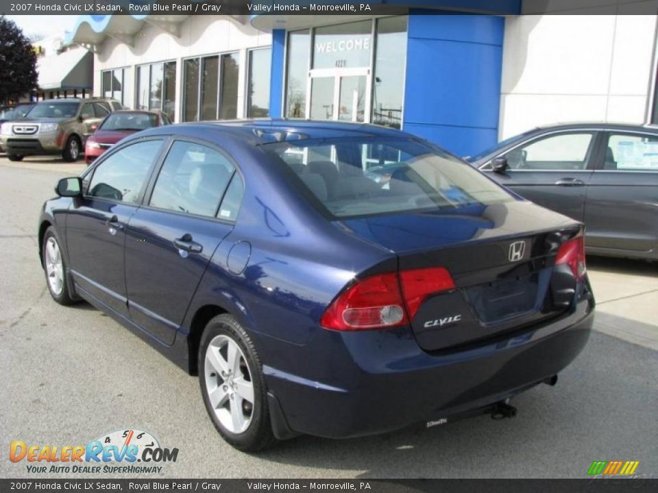 2007 Honda Civic LX Sedan Royal Blue Pearl / Gray Photo #4
