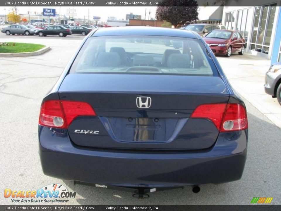 2007 Honda Civic LX Sedan Royal Blue Pearl / Gray Photo #5