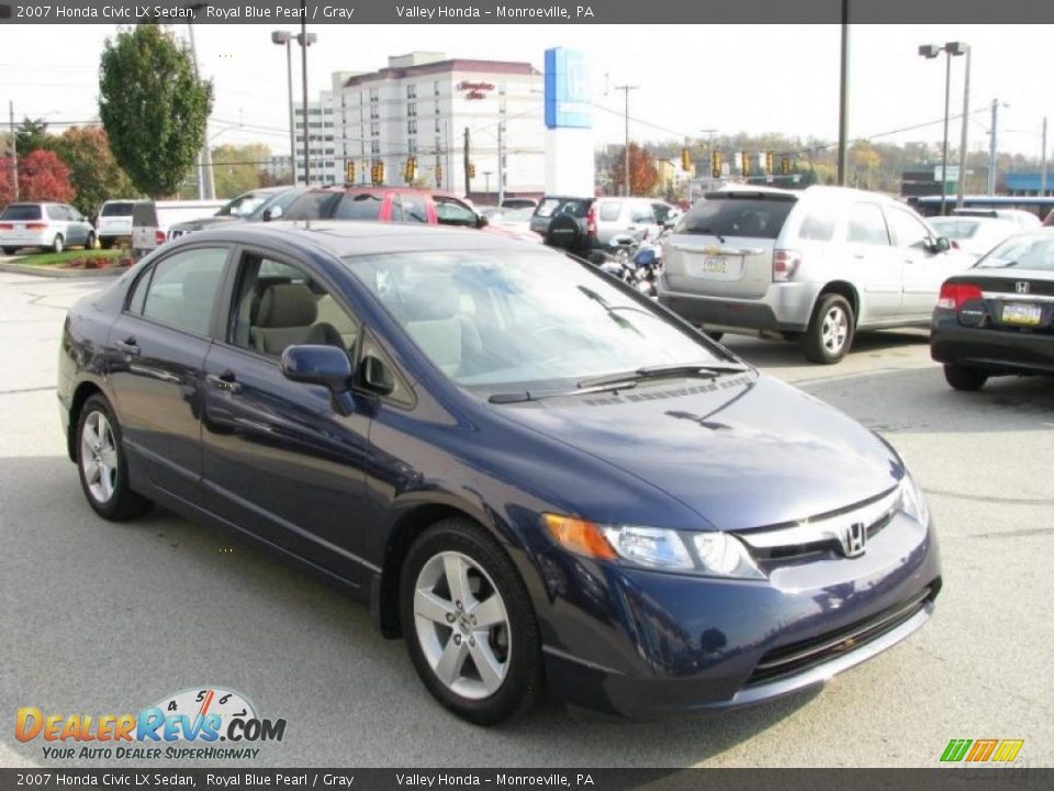 2007 Honda Civic LX Sedan Royal Blue Pearl / Gray Photo #6