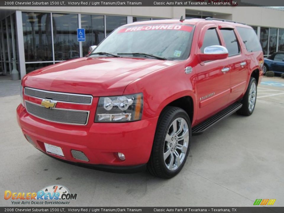 2008 Chevrolet Suburban 1500 LT Victory Red / Light Titanium/Dark Titanium Photo #1