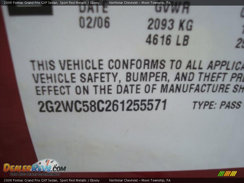 2006 Pontiac Grand Prix GXP Sedan Sport Red Metallic / Ebony Photo #19