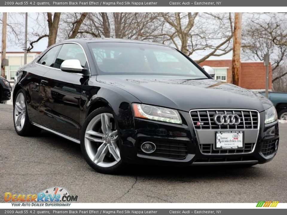 2009 Audi S5 4.2 quattro Phantom Black Pearl Effect / Magma Red Silk Nappa Leather Photo #7