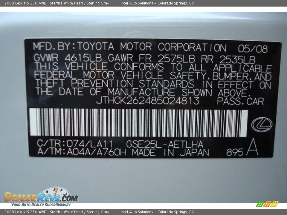2008 Lexus IS 250 AWD Starfire White Pearl / Sterling Gray Photo #4