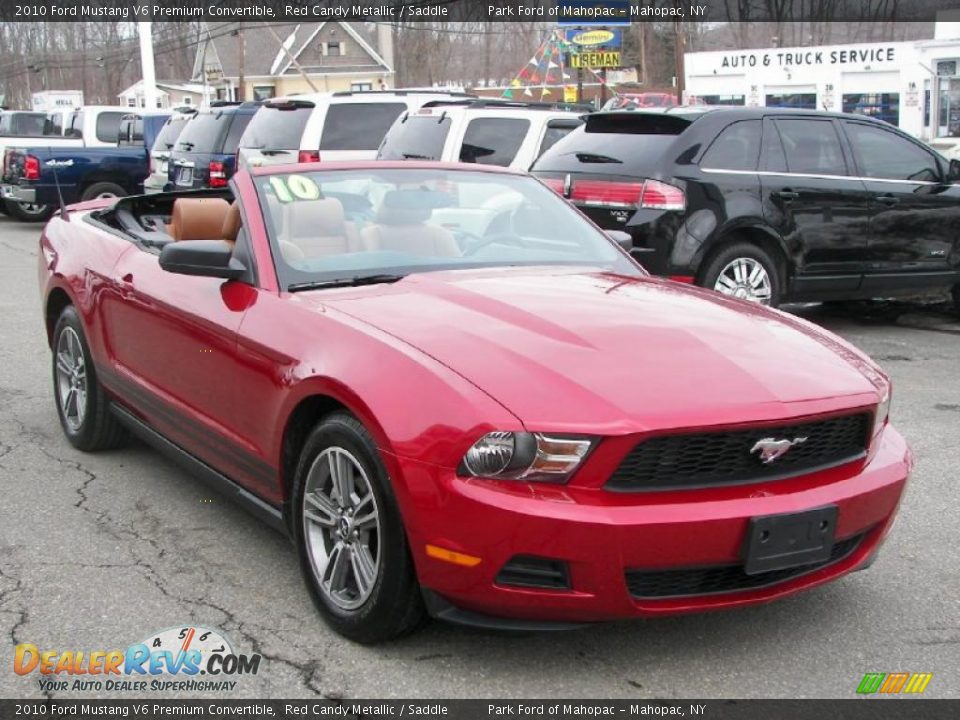 2010 Ford Mustang V6 Premium Convertible Red Candy Metallic / Saddle Photo #2