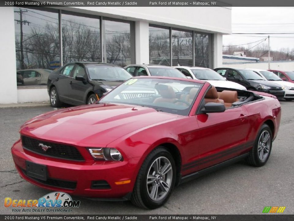 2010 Ford Mustang V6 Premium Convertible Red Candy Metallic / Saddle Photo #16
