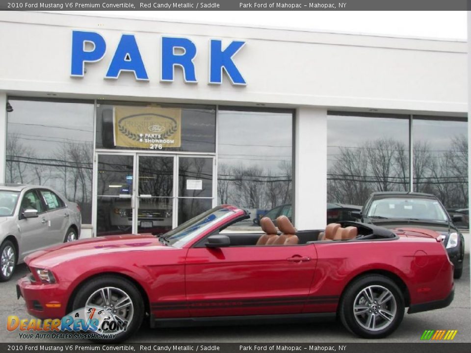 2010 Ford Mustang V6 Premium Convertible Red Candy Metallic / Saddle Photo #19