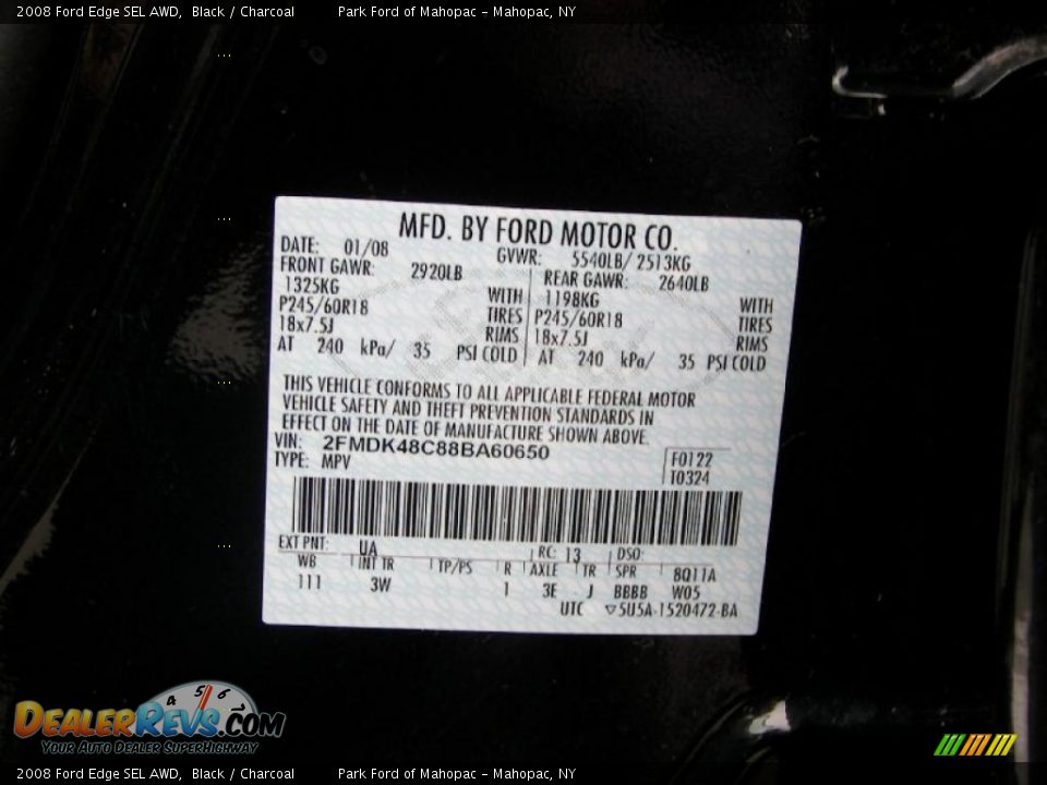 2008 Ford Edge SEL AWD Black / Charcoal Photo #10
