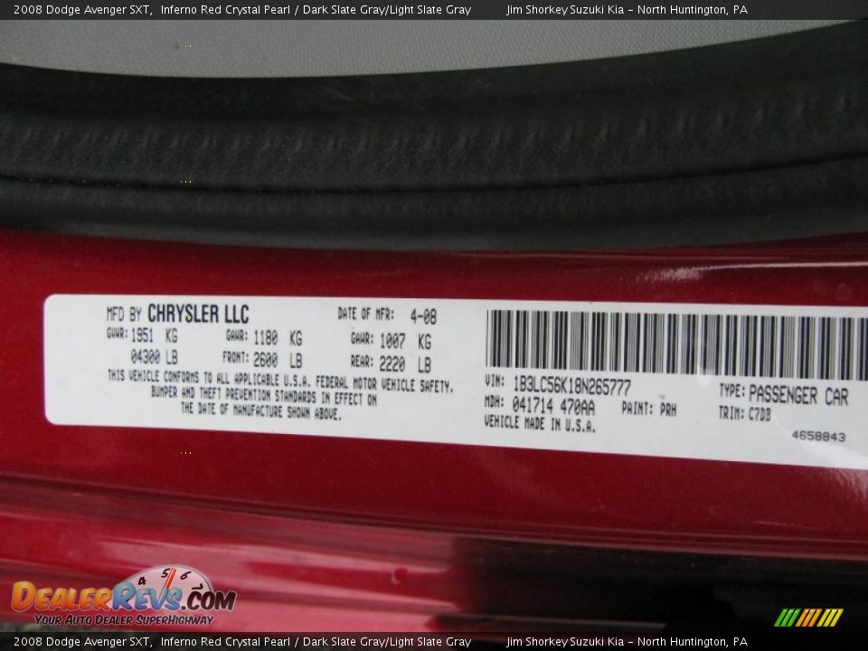 2008 Dodge Avenger SXT Inferno Red Crystal Pearl / Dark Slate Gray/Light Slate Gray Photo #14