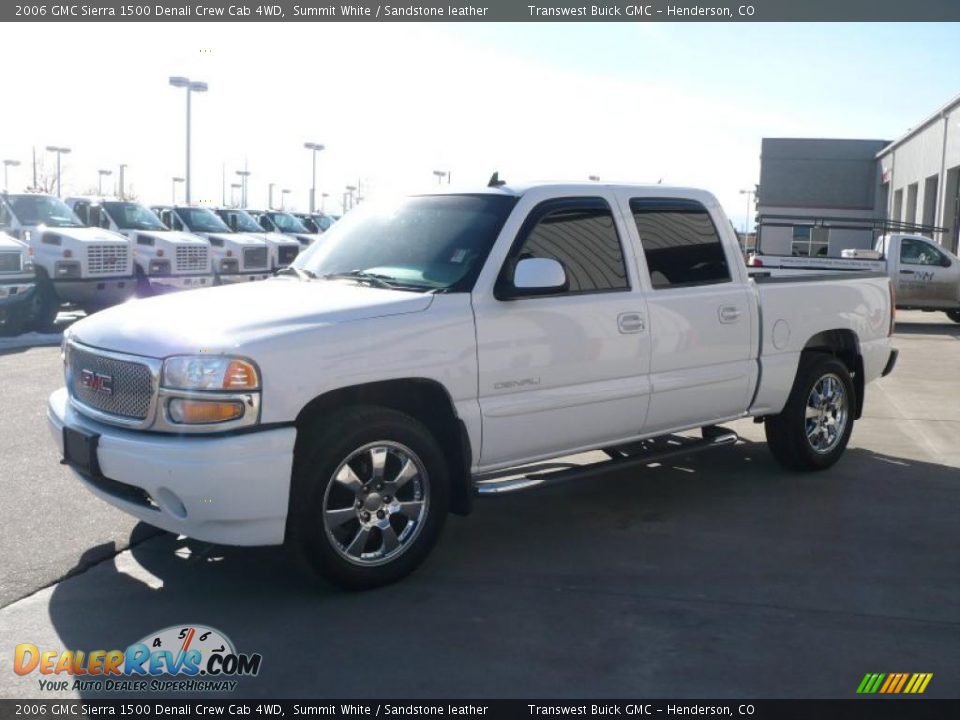 2006 GMC Sierra 1500 Denali Crew Cab 4WD Summit White / Sandstone leather Photo #3
