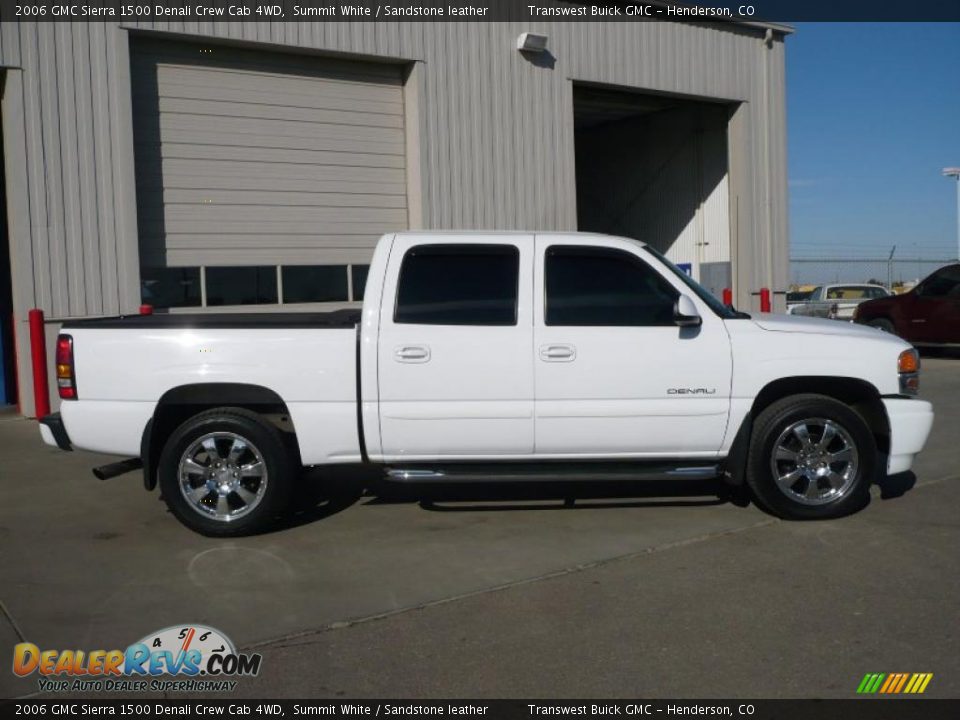 2006 GMC Sierra 1500 Denali Crew Cab 4WD Summit White / Sandstone leather Photo #6