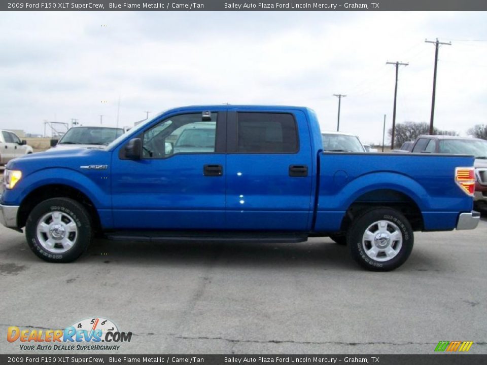 2009 Ford F150 XLT SuperCrew Blue Flame Metallic / Camel/Tan Photo #2