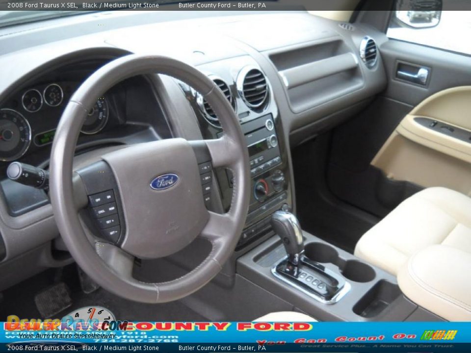 2008 Ford Taurus X SEL Black / Medium Light Stone Photo #7