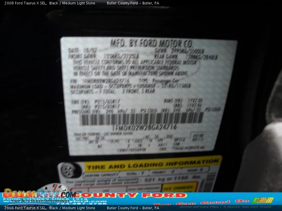 2008 Ford Taurus X SEL Black / Medium Light Stone Photo #9