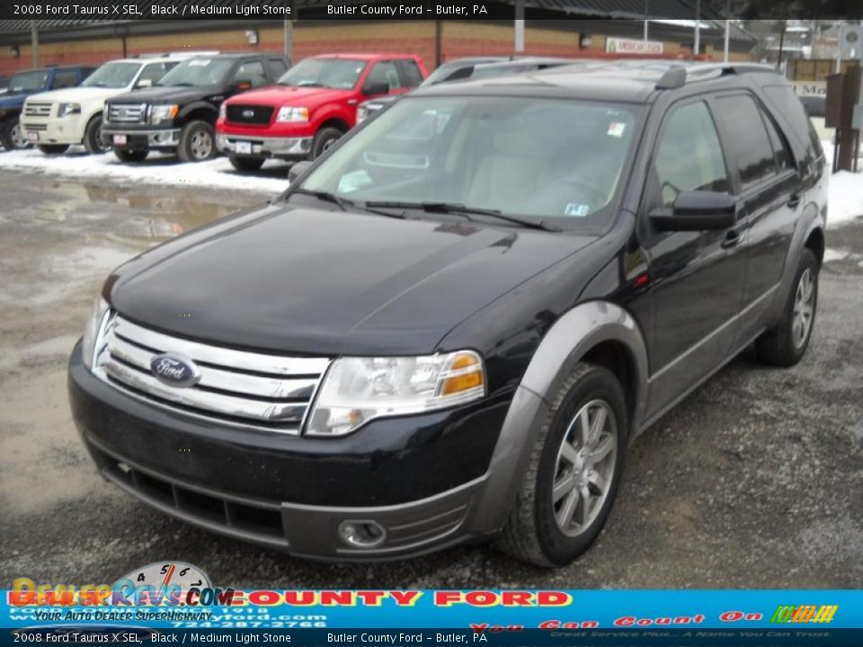 2008 Ford Taurus X SEL Black / Medium Light Stone Photo #18