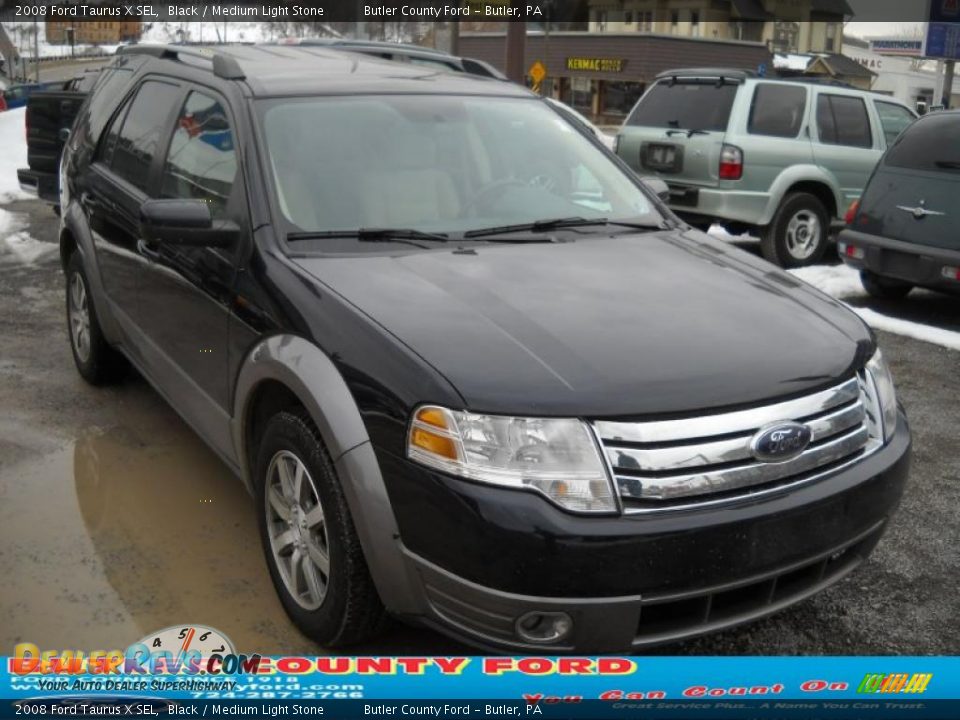 2008 Ford Taurus X SEL Black / Medium Light Stone Photo #20