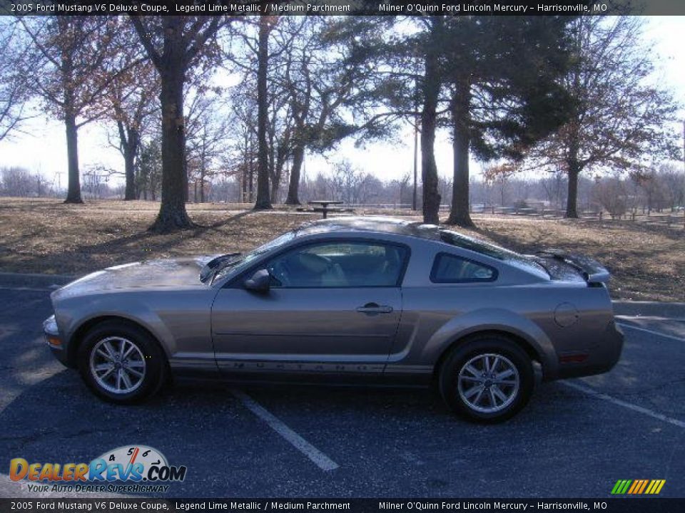 2005 Ford Mustang V6 Deluxe Coupe Legend Lime Metallic / Medium Parchment Photo #6