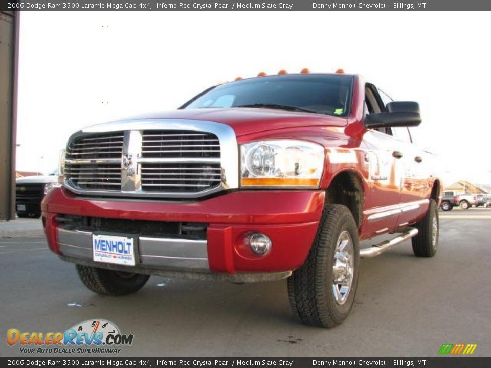 2006 Dodge Ram 3500 Laramie Mega Cab 4x4 Inferno Red Crystal Pearl / Medium Slate Gray Photo #2