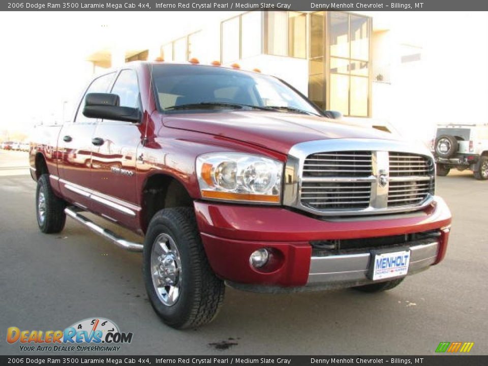 2006 Dodge Ram 3500 Laramie Mega Cab 4x4 Inferno Red Crystal Pearl / Medium Slate Gray Photo #4