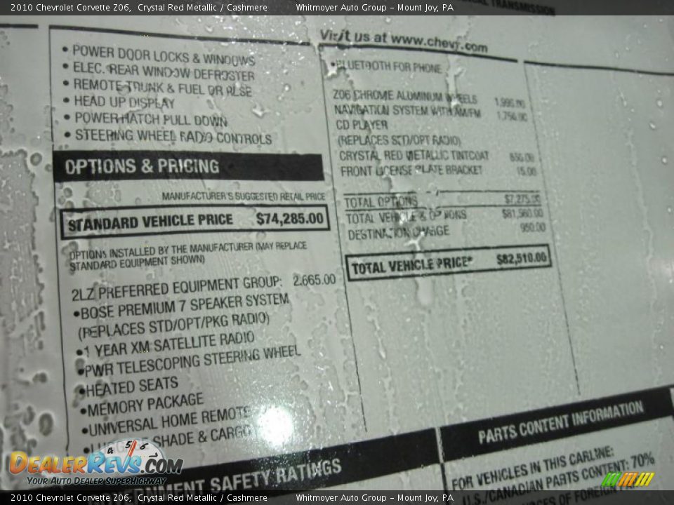2010 Chevrolet Corvette Z06 Crystal Red Metallic / Cashmere Photo #9