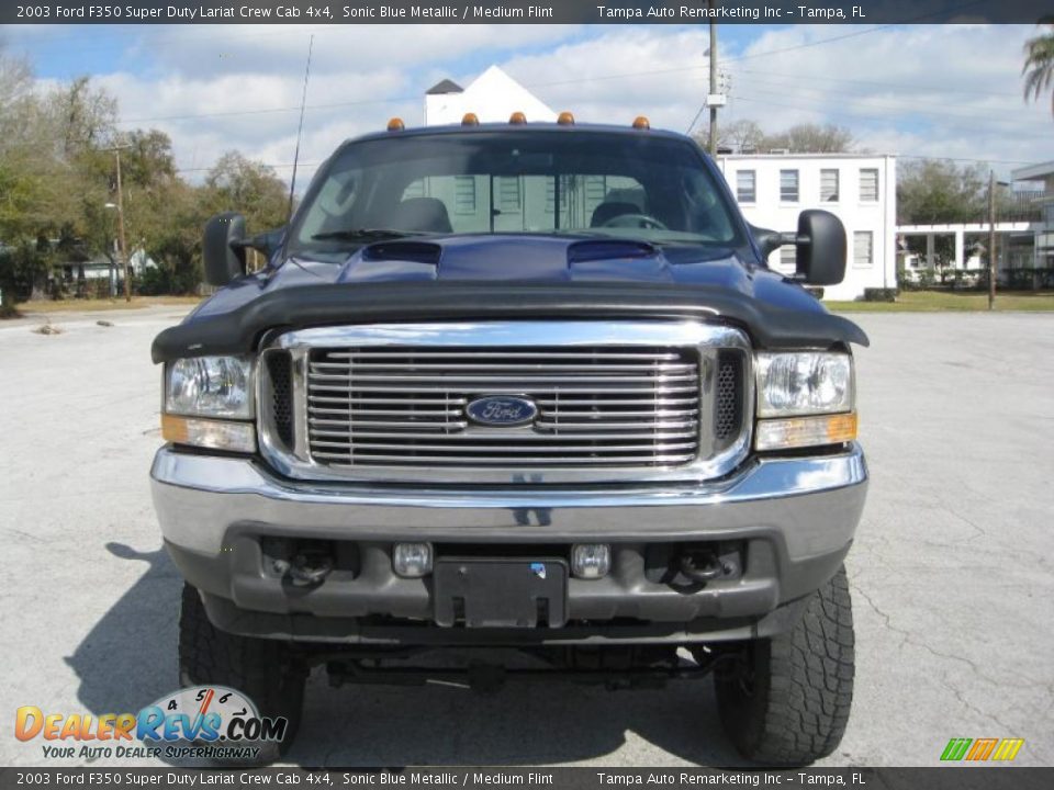 2003 Ford F350 Super Duty Lariat Crew Cab 4x4 Sonic Blue Metallic / Medium Flint Photo #1