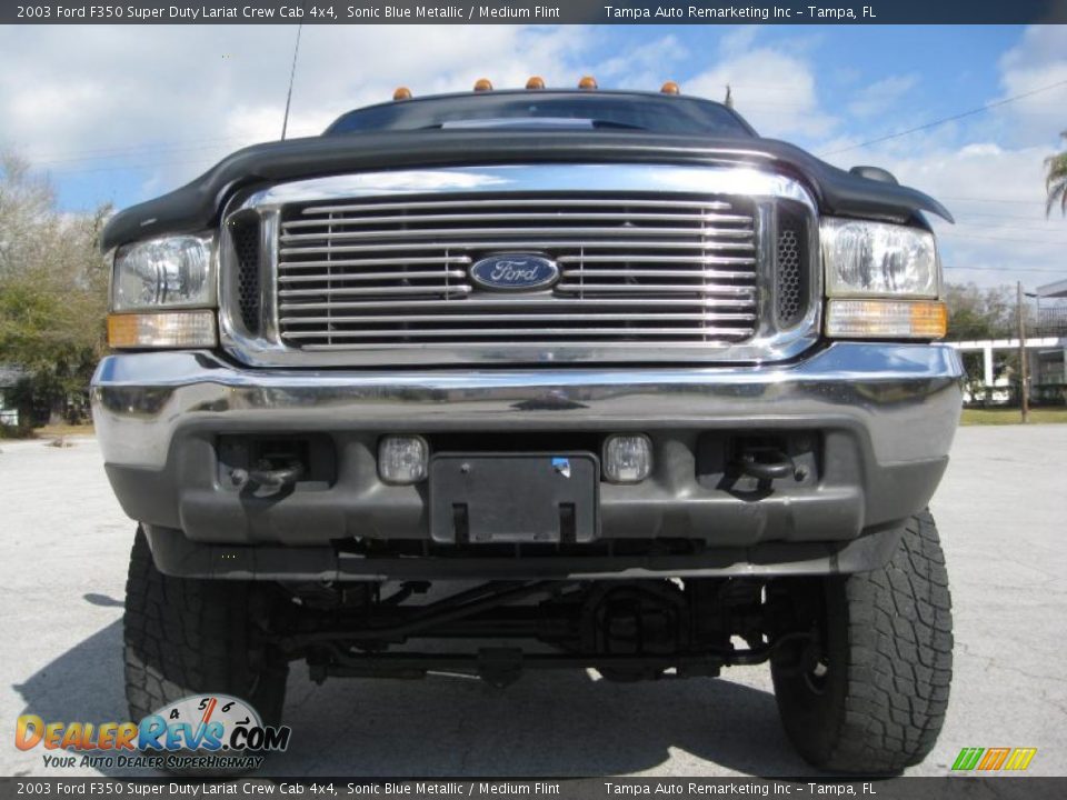 2003 Ford F350 Super Duty Lariat Crew Cab 4x4 Sonic Blue Metallic / Medium Flint Photo #2
