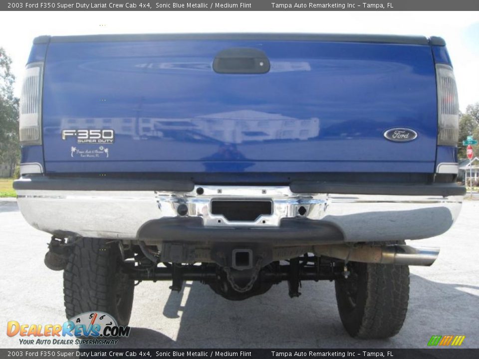 2003 Ford F350 Super Duty Lariat Crew Cab 4x4 Sonic Blue Metallic / Medium Flint Photo #13