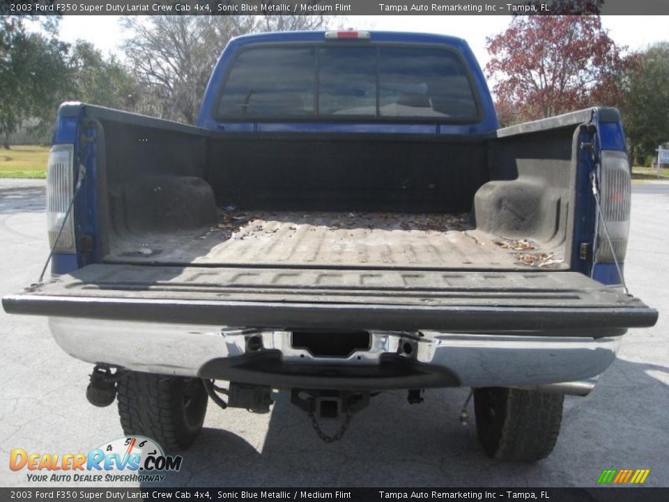 2003 Ford F350 Super Duty Lariat Crew Cab 4x4 Sonic Blue Metallic / Medium Flint Photo #14