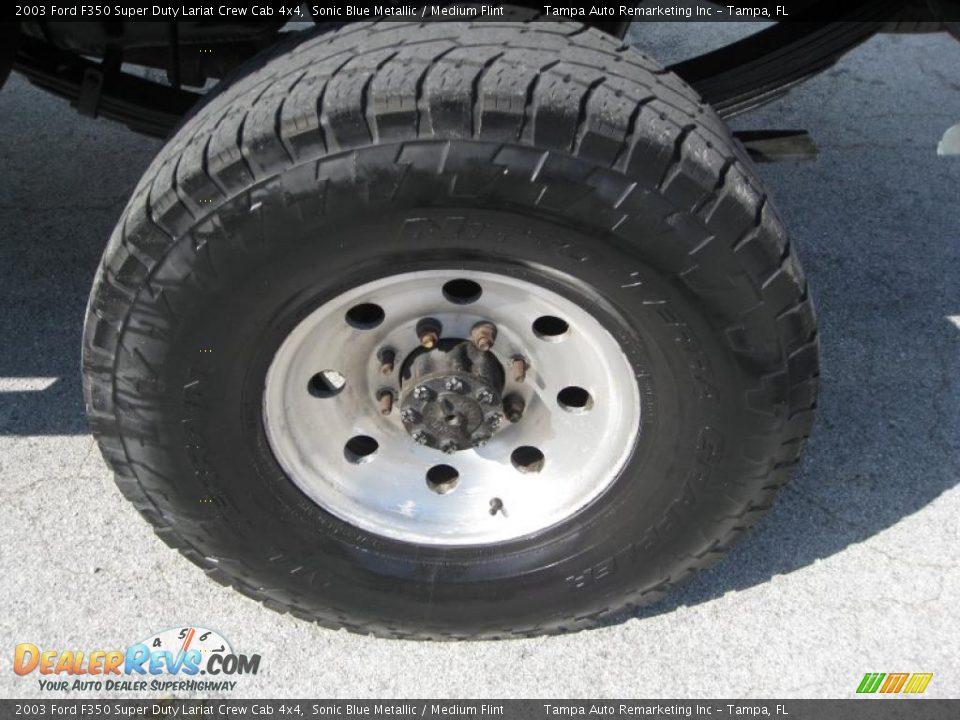 2003 Ford F350 Super Duty Lariat Crew Cab 4x4 Sonic Blue Metallic / Medium Flint Photo #15