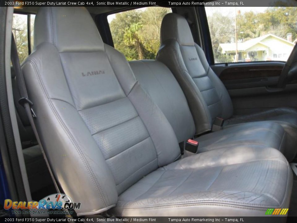 2003 Ford F350 Super Duty Lariat Crew Cab 4x4 Sonic Blue Metallic / Medium Flint Photo #23